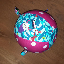 Luftballonhülle mit Bändern, pink mit Punkten- türkis mit Zwerg