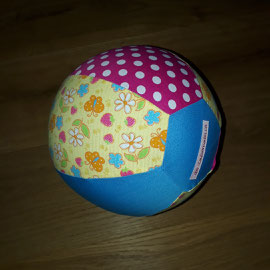 Luftballonhülle ohne Bänder, gelb mit Blümchen-pink-blau