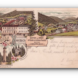 Gruss aus MANNEBACH - Gasthof zum Hirsch - 25.06.1898