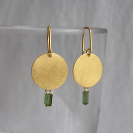Ohrringe 900 Gold grüne Turmalinkristalle
