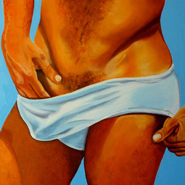 "Il de tentation" Acrylique sur Toile 55x38 - "Il de tentation" est l'une de trois peintures sur le thème de la procréation avec une touche d'érotisme contenu. 