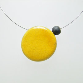 acheter ce collier en céramique raku jaune