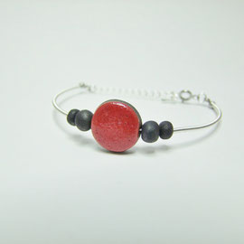 bracelet rouge et noir céramique raku