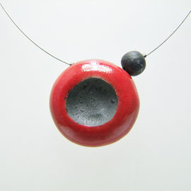 Collier céramique rouge et noir