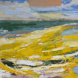 Gele duinen<br/>Afmeting: 120 x 80<br/>olieverf met paletmes<br/>olieverf met paletmes
