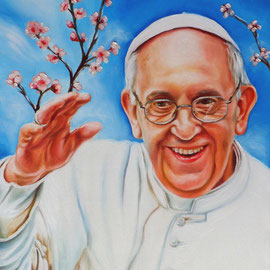 Ritratto Papa Francesco in primavera - Olio su tela 40X50