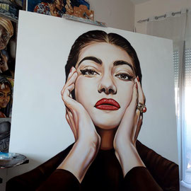 Ritratto Maria Callas - Olio su tela - 150X150