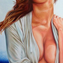 Ritratto di Belen Rodriguez- Olio su tela 40X80