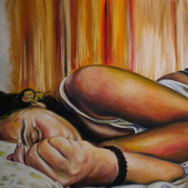 Ritratto di donna che dorme - Olio su tela