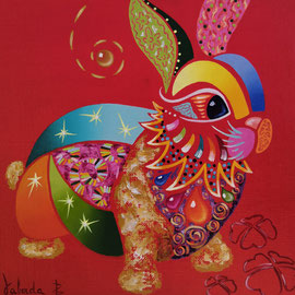 Lapin malin, 20x20, n° 157, vendu