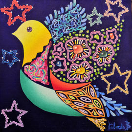 Oiseau, 20x20 cm, n°137, vendu
