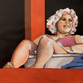 Titel: Baden Aquarell & Buntstift auf Papier 20 x30 cm  Title: Baden watercolor and colored pencil on paper 20 x 30 cm