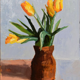 Yellow Tulips 2, 12 x 9, oil on panel