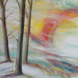 Wintersonne, Acryl-Mischtechnik, 60x90, 2005