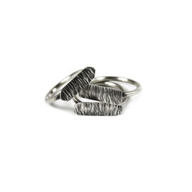 MATERIKA long rings - textured and oxidized 925 sterling silver
