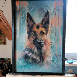 Schäferhund inkl. schwarzem Holzrahmen - 50x70cm: Fr. 380.00