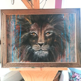 Löwe inkl. Altholzrahmen - 50x70cm: Fr. 380.00