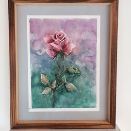 Rose Aquarell inkl. Rahmen: Fr. 120.00