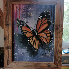 Schmetterling inkl. Altholzrahmen - 30x40cm: Fr. 200.00