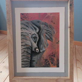 Elefant klein inkl. Altholzrahmen: Fr. 150.00