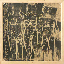 tOG Nr. C.U.F. 010 - Künstler C.U. FRANK - Werk Titel "In Ruhe vor dem Publikum, wenn es überfordert ist", 2013, Acryl auf Jute auf Keilrahmen - 150 x 150 x 3,5cm  (c) tOG-Düsseldorf