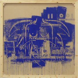 tOG Nr. C.U.F. 032 - Künstler C.U. FRANK - Werk Titel "Ein Engel band sich an meine Flügel II", 2014, Acryl auf Jute auf Keilrahmen - 150 x 150 x 3,5cm  (c) tOG-Düsseldorf