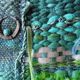  Detail aus "In Memoriam I - Gebetsfahne zur Erinnerung an Falk" (2012), Freie Weberei, 25  x 54 cm
