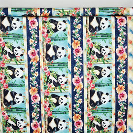 Patchwork-Stoff Panda Bär Blumen