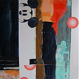 SchickyMicky - Acryl/Rost/Kupfer&Schlagmetall(oxidiert)/Collage auf Leinwand 80x80cm