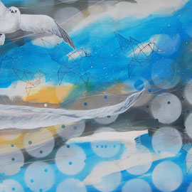Am Meer - Acryl/Collage auf Leinwand 60x120cm (verkauft)