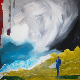 Surfer - Acryl/Collage auf Leinwand 70x70cm