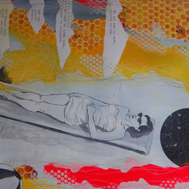 Und was jetzt? Nichts. -  Acryl/Collage auf Papier 65x50cm (verkauft)
