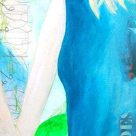 Blondmarie - Acryl/Collage auf Leinwand 40x120cm