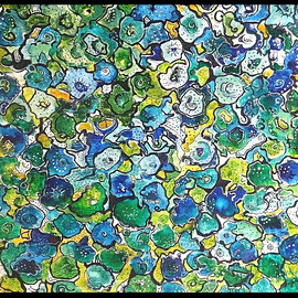 Fleurs bleues - 50x50 - Vendue