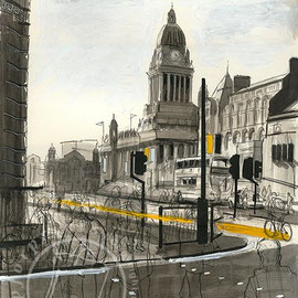 Leeds Town Hall, Giclee print on watercolour paper