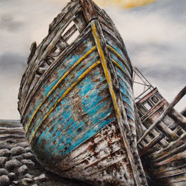 Ausgedient II - 100x70x4cm   Acryl auf Leinwand