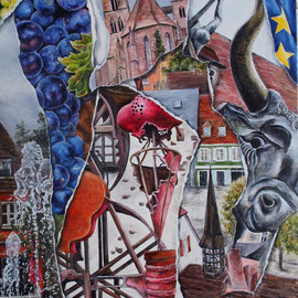 Breisach - 70x50x4cm   Acryl auf Leinwand