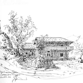 Agriturismo im Piemont, Tusch auf Papier 40 x 30 cm
