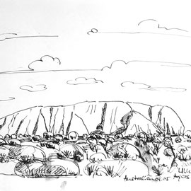 Uluri, Australien, Tusch auf Papier, 40 x 30 cm