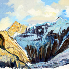 Fiescherhörner v. Grindelwald aus Öl auf Leinwand 100 x 80 cm  Verkauft