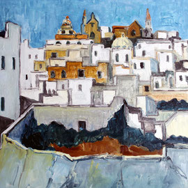 Ostuni Apulien Italien , 40 x 40 Öl auf Leinwand