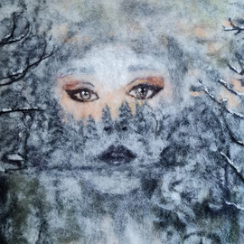Frost, Filz auf Keilrahmen, 40x50cm