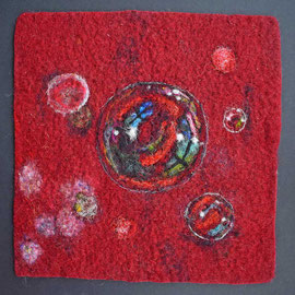 Bubbles, Filz auf Leichtstoffplatte, 30x30cm