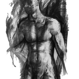 Geblendeter Samson - Kohle auf Papier 70 x 120 cm (charcoal on paper) 2013