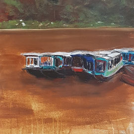 Lao PDR II, 2023, acrylic on non-woven wallpaper, 144 x 53 cm