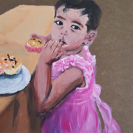 Every Human Being is a Work of Art - Uzbek Girl, 2021, acrylic on cover paper, 21,5 x 30 cm