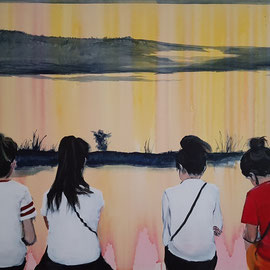 Mekong X, 2021, acrylic on canvas, 65 x 105 cm