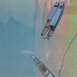 Nam Ou II, 2025, Acryl auf Leinwand, 65 x 105 cm