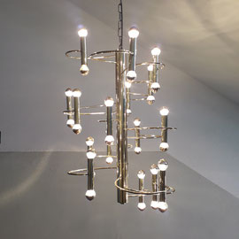 Gaetano Sciolari Set of Six Long Spiral Chandelier for Boulanger, Italy, Belgium, 1970s