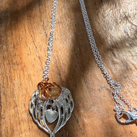 8. Hrudaya pendant/amulet - copper, citrine & silver wings. Inspired by a Solar Pleiadean gods. £35